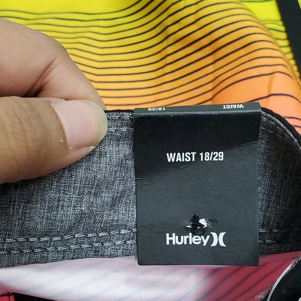 Hurley Boys Shorts 18/29 Multicolor Swimwear Striped Board Shorts Button 9